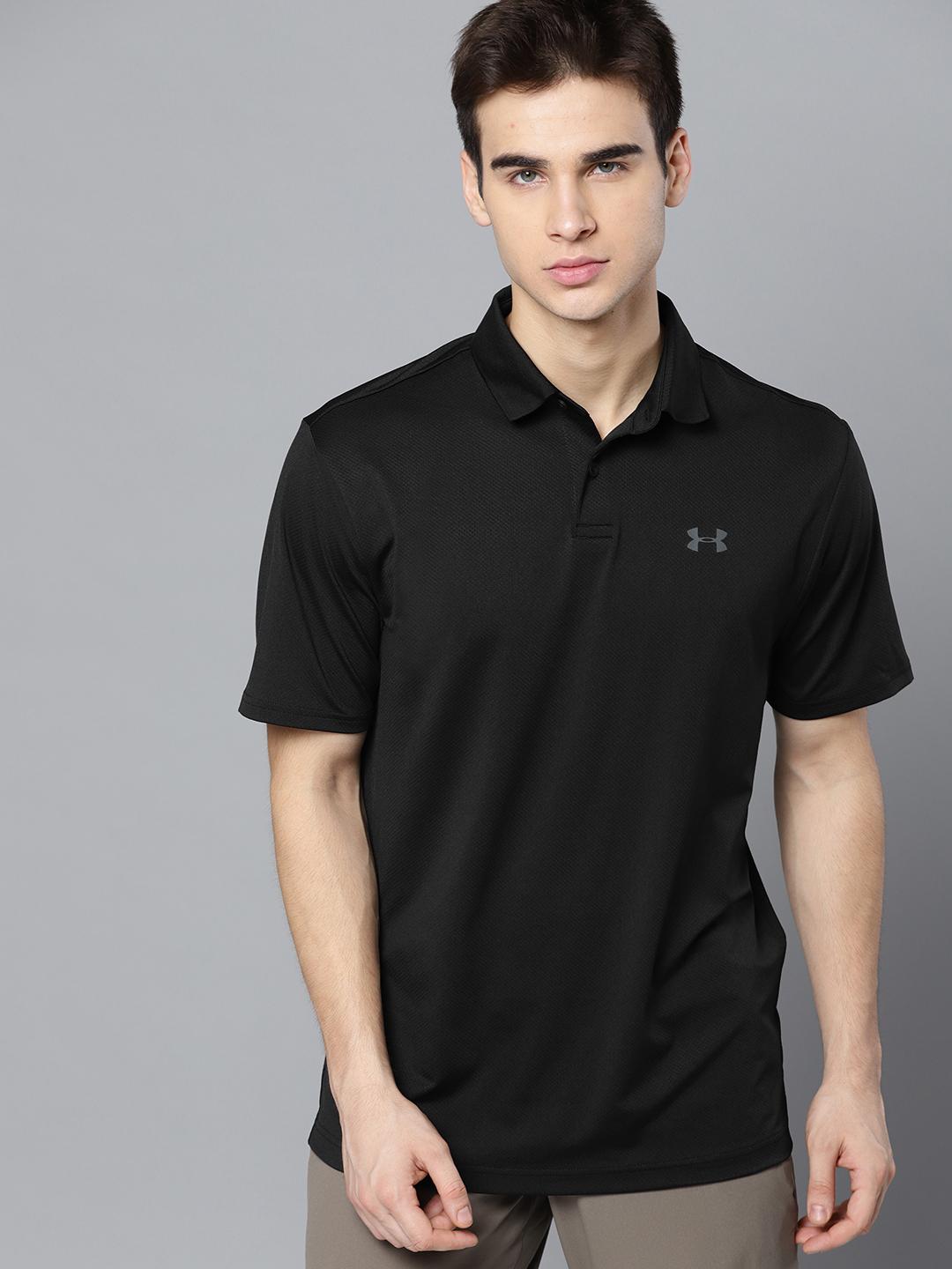 Buy UNDER ARMOUR Men Black Solid Performance Polo Collar T