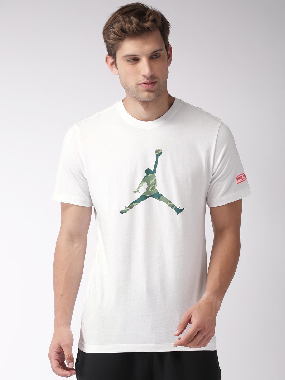 Buy Nike Men White Printed JSW AIR JORDAN Round Neck Pure Cotton T