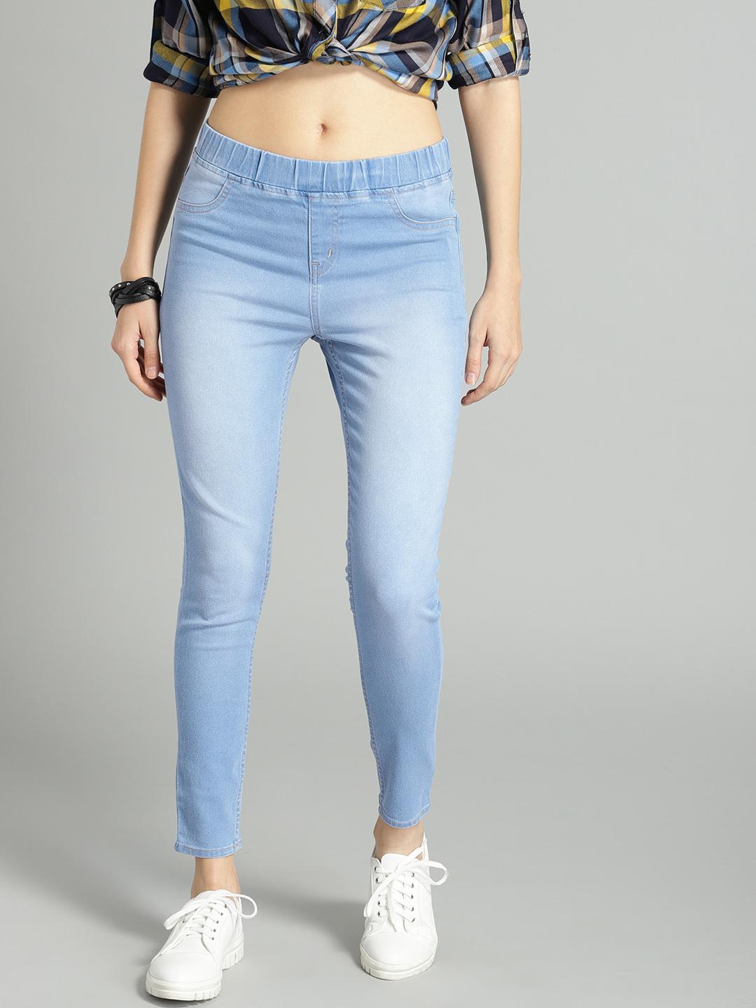 Skinny Jeans Jeggings And Crop Tops Roadster Women Blue Solid High