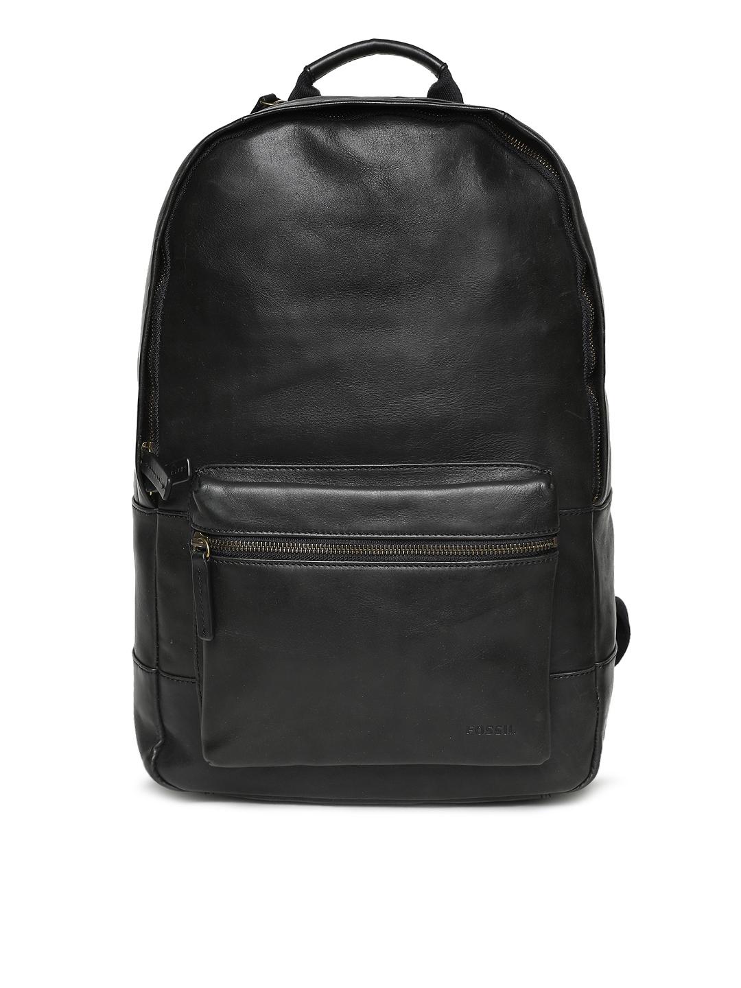 Buy Fossil Men Black Solid Leather Backpack Backpacks for Men