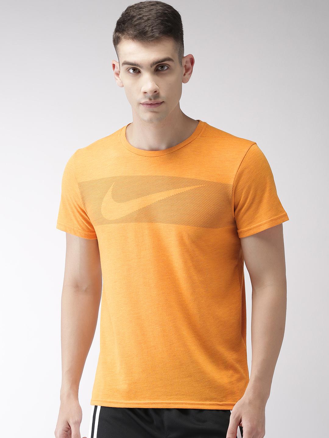 Buy Nike Men Yellow Printed Standard Fit BRT Dri-FIT Round Neck