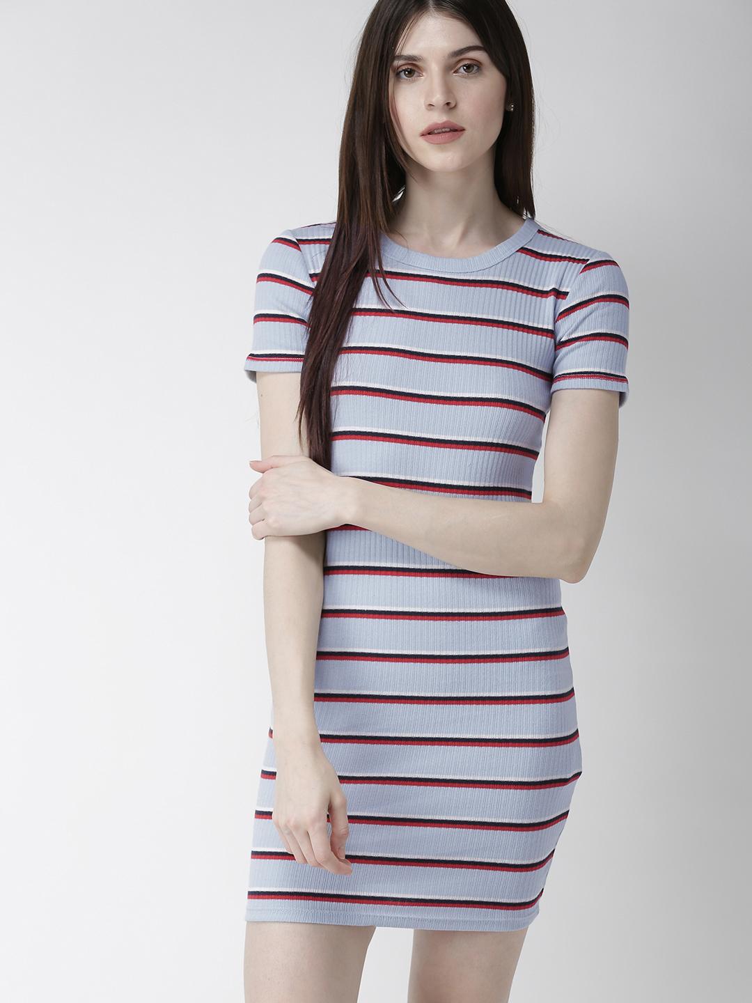 Buy FOREVER 21 Women Blue Striped Bodycon Dress - Dresses for Women 9182489  | Myntra