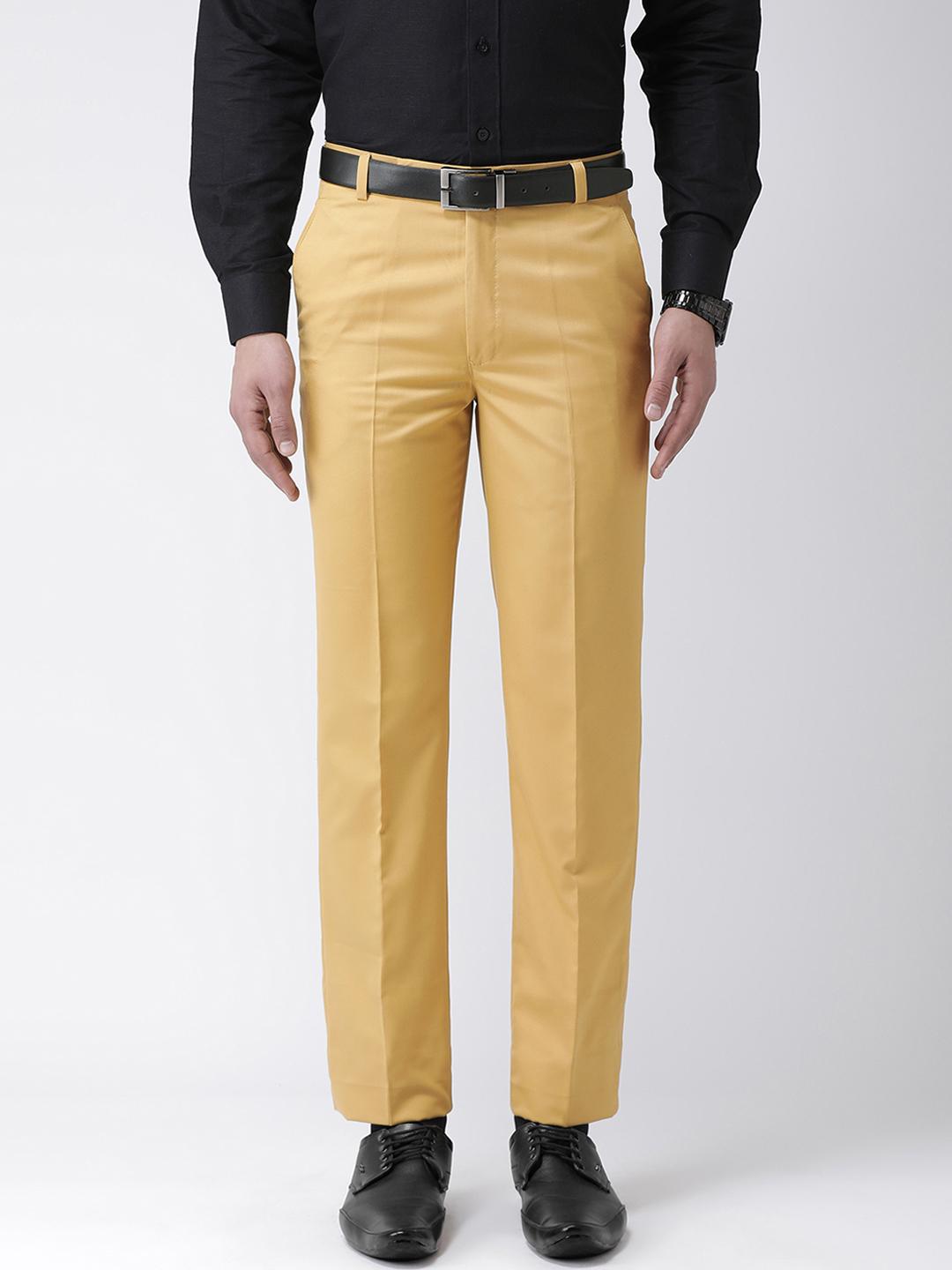 mmm⭐︎　0729 Buy Hangup Men Yellow Smart Regular Fit Solid Formal Trousers