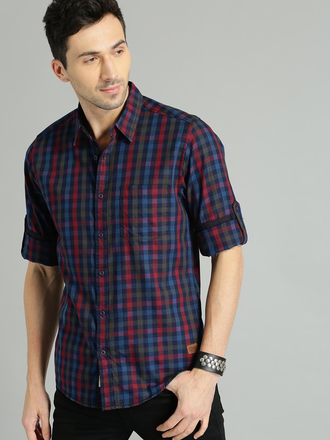 summer プロフィールご確認 Buy The Roadster Lifestyle Co Men Navy Blue & Red Summer Check