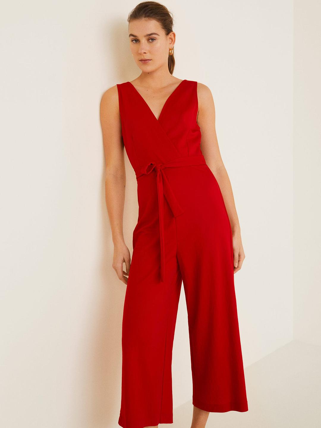 Buy MANGO Women Red Solid Basic Jumpsuit Jumpsuit for Women