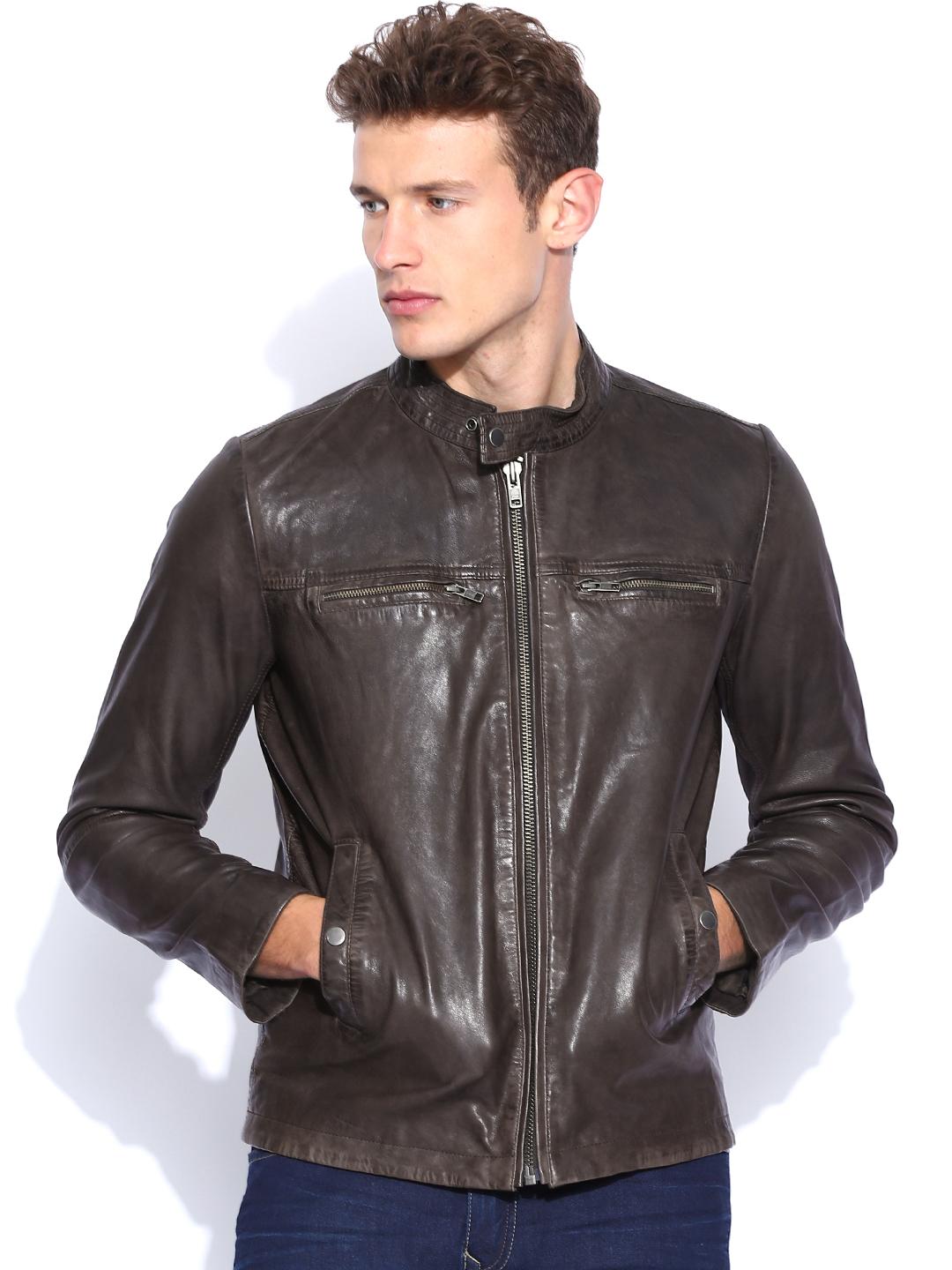 Buy Celio Brown Leather Jacket Jackets for Men 943875 Myntra