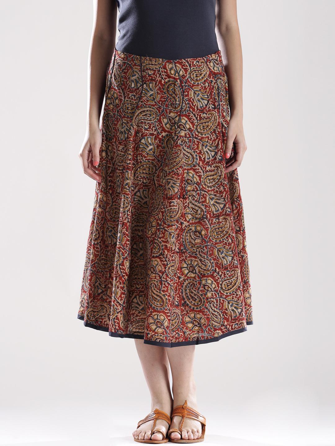 Buy Fabindia Multicoloured Kalamkari Print A-Line Skirt Skirts for