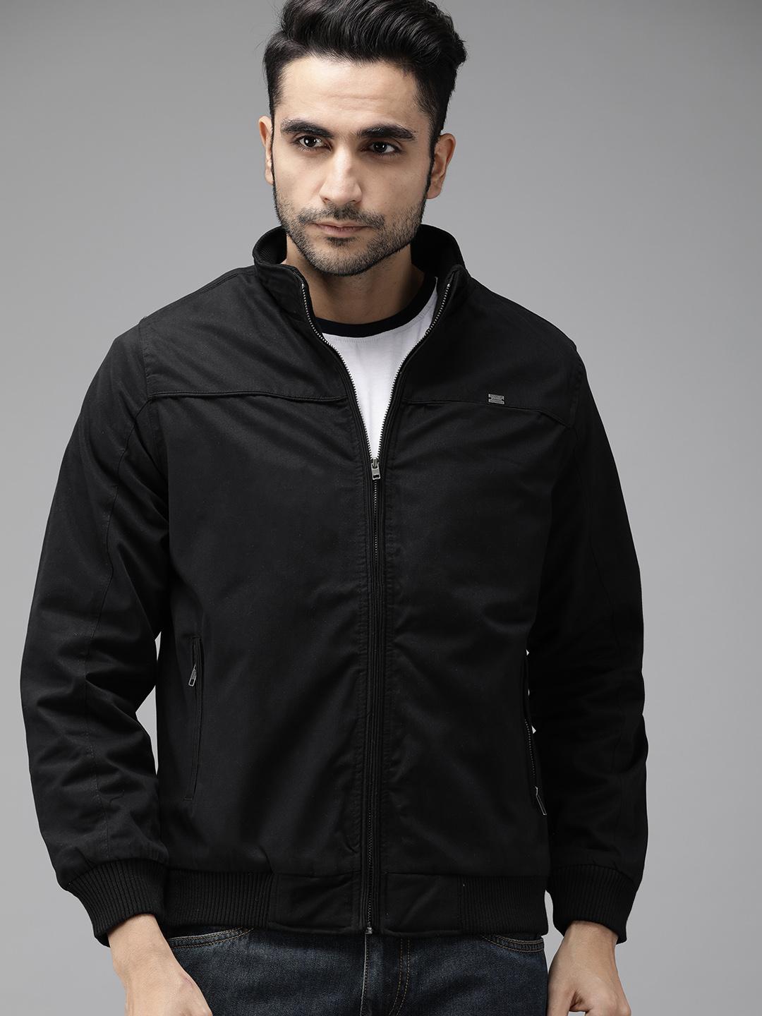 Buy The Roadster Lifestyle Co Men Black Solid Bomber Jacket
