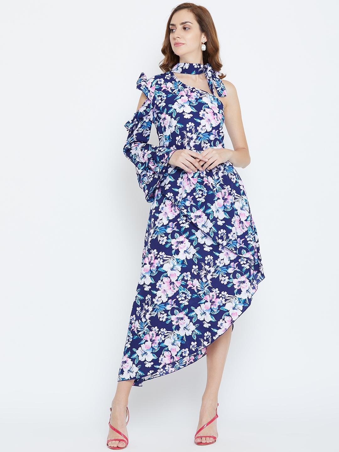 women's blue midi dress Surreal Lace-Up Back Tulle Midi Dress Blue
