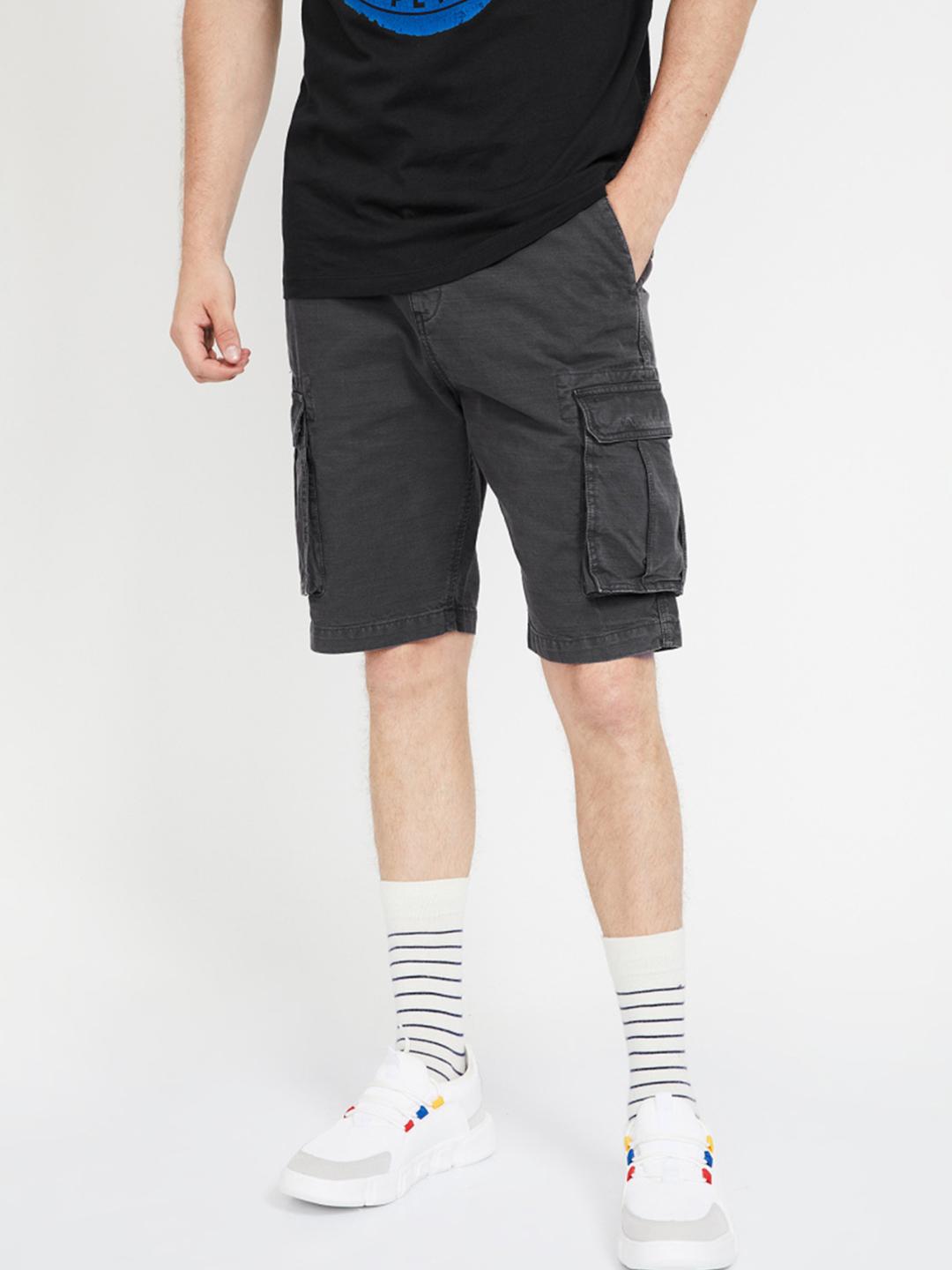Buy Forca by Lifestyle Men Grey Solid Regular Fit Cargo Shorts