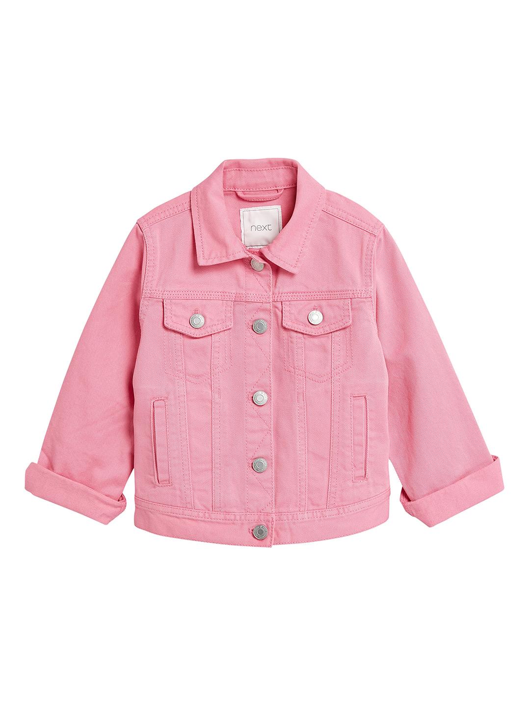 Buy next Girls Pink Solid Denim Jacket Jackets for Girls 8585977