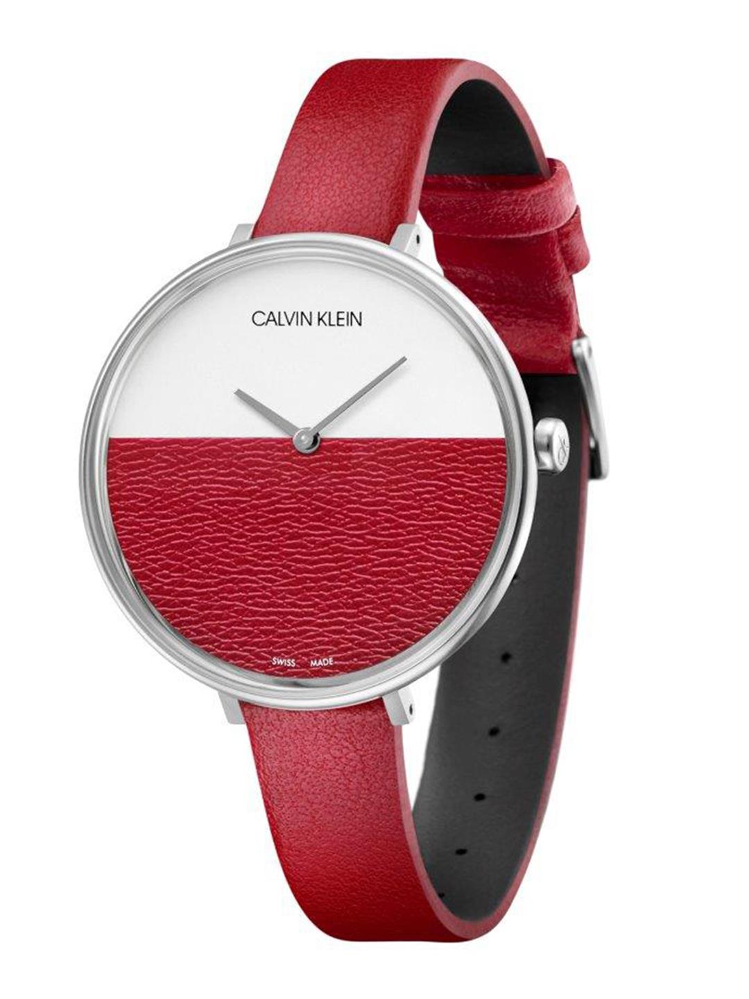 Calvin Klein Women\'s Watch 31MM Swiss‎ Made New Red Leather Bands New Battery Calvin Klein Glam Transparent Dial Red Leather Strap Watch  main image 2