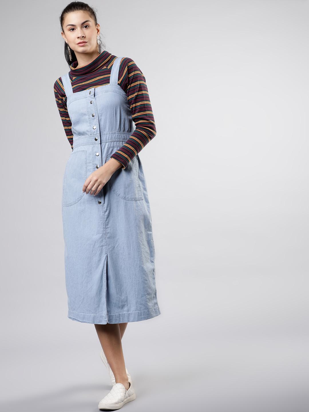 white christmas dresses Long Denim Dress Light Blue Denim / S