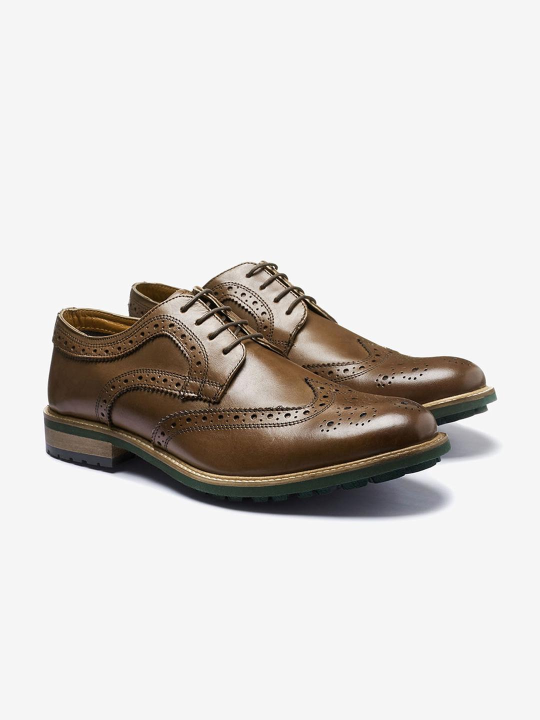Buy next Men Brown Textured Formal Leather OrthoLite Sole Brogues
