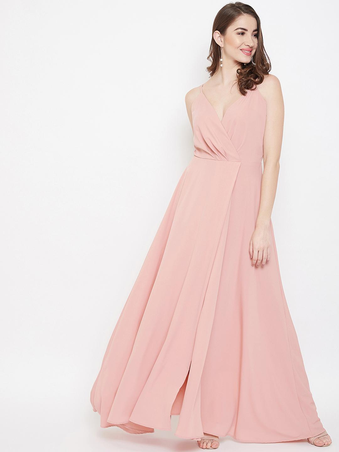 Berrylush Pink Front Slit Maxi Dress