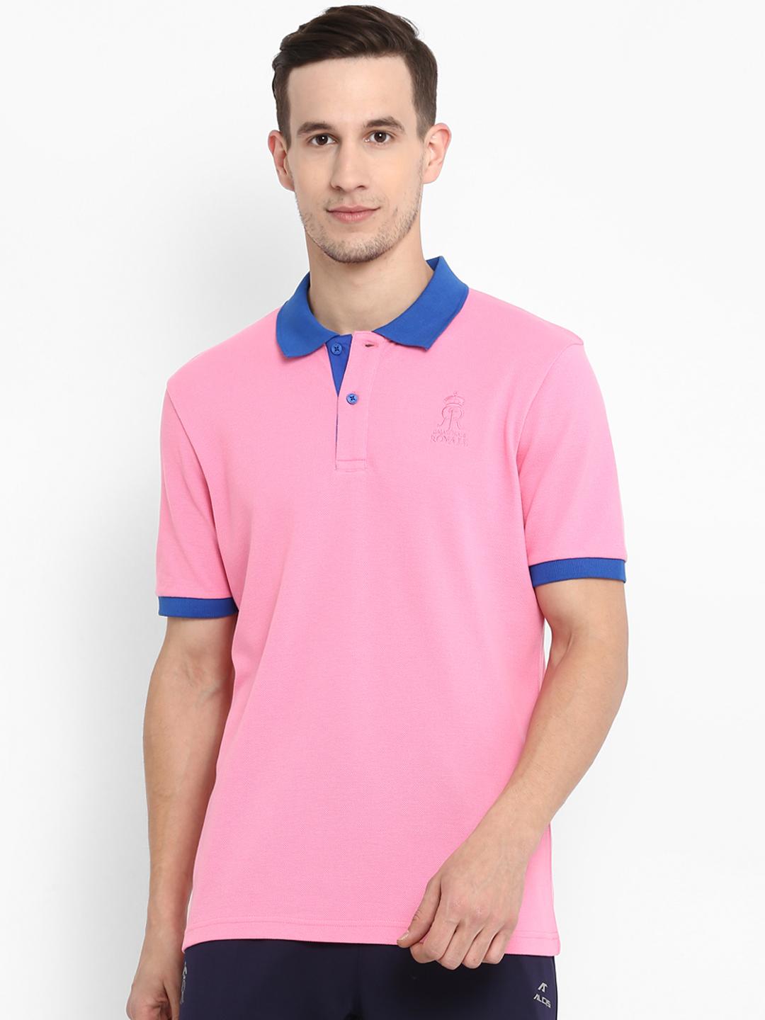 Buy Alcis Men Pink Solid Rajasthan Royals Polo Collar T-shirt