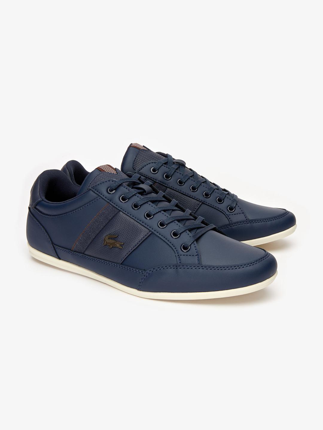 Buy Lacoste Men Navy Blue Chaymon Leather and Synthetic Trainers