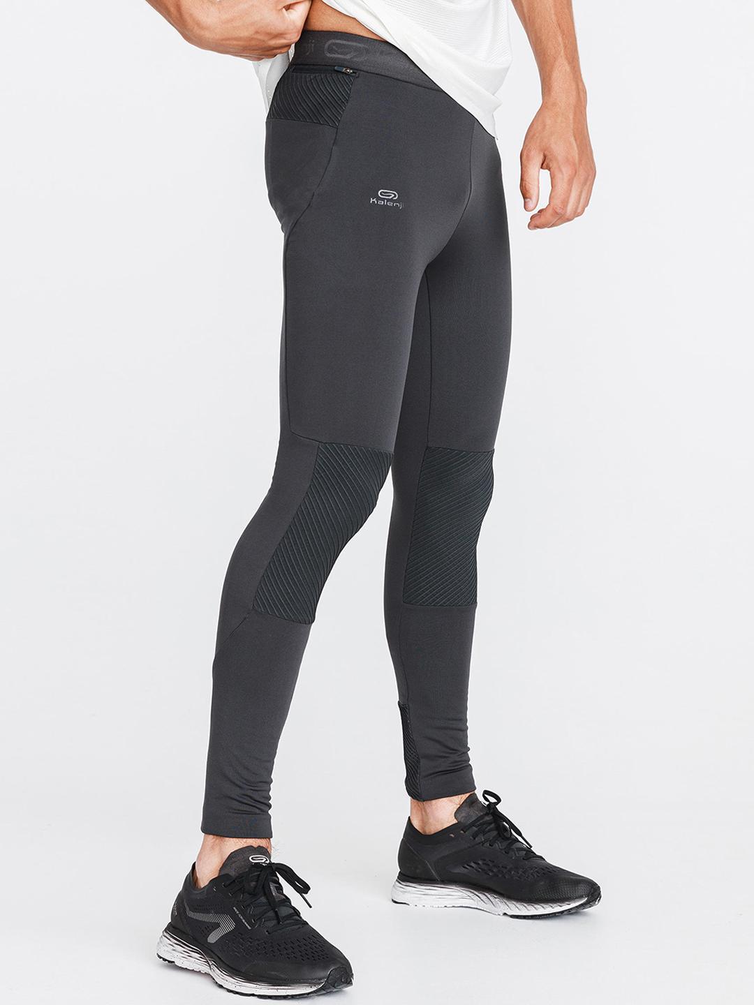 Buy Decathlon Men Grey Solid Running Tights Tights for Men