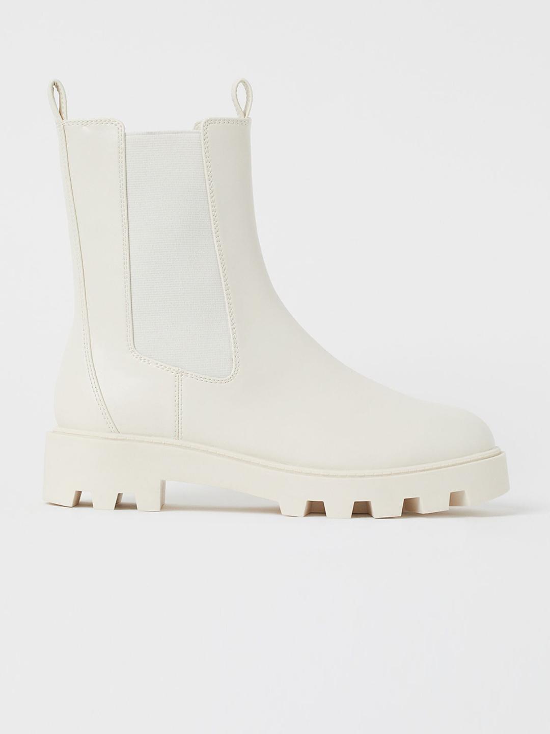 Buy H&M Women White Solid High Profile Chelsea Boots Boots for