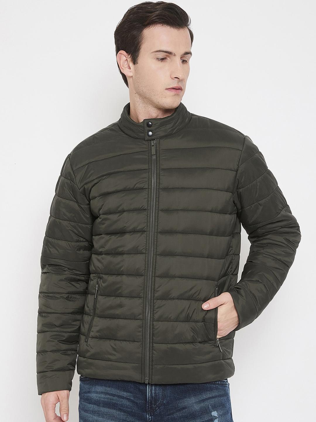 Buy Octave Men Olive Green Solid Lightweight Puffer Jacket