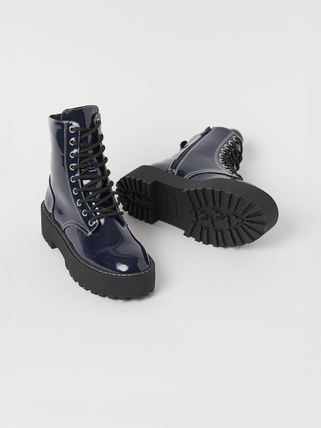 Buy H&M Women Blue Platform Boots Boots for Women 13319382 Myntra