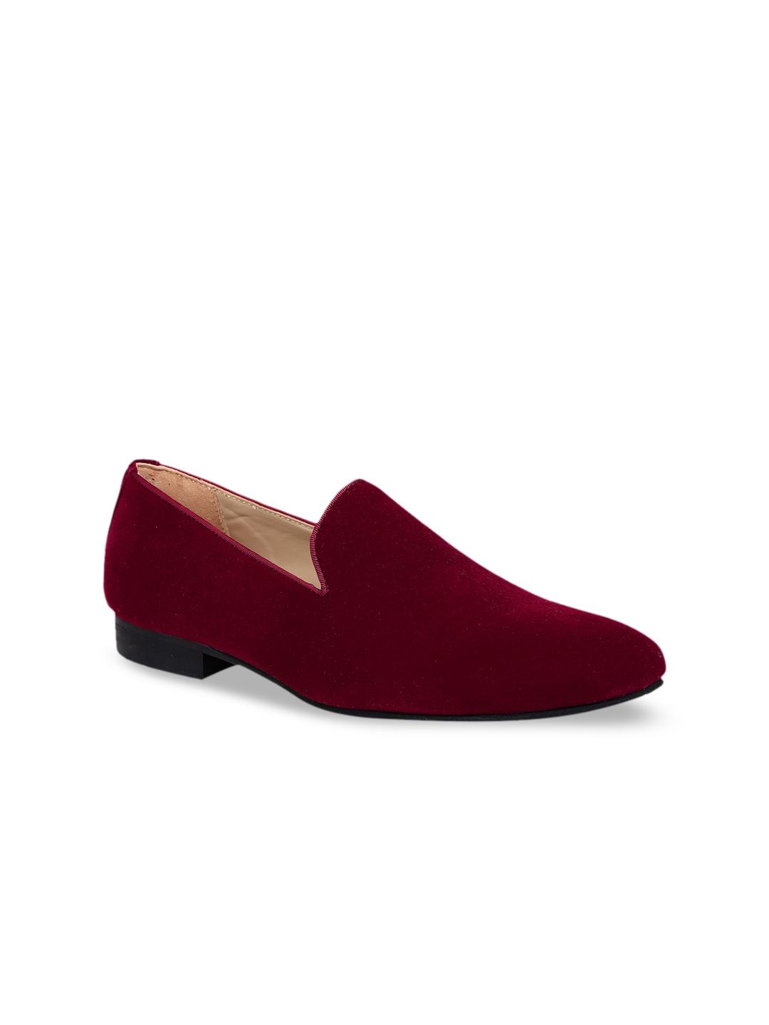 Buy BERZERI Men Burgundy Velvet Lightweight Slip-On Sneakers