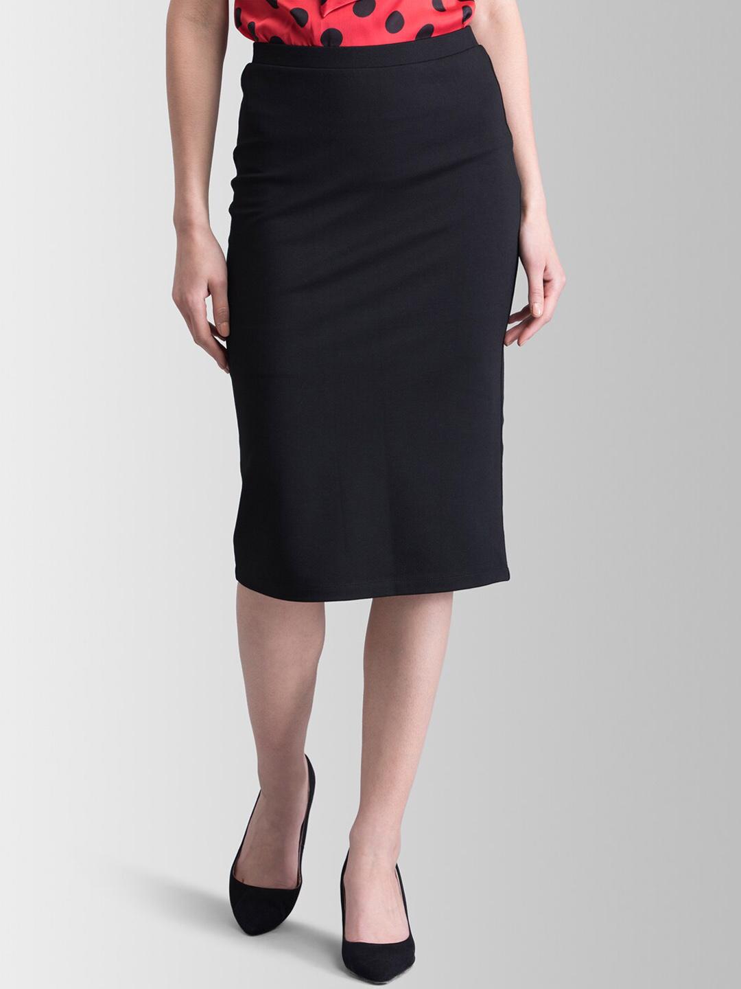 Buy FableStreet Black Knitted Pencil Skirt - Skirts for