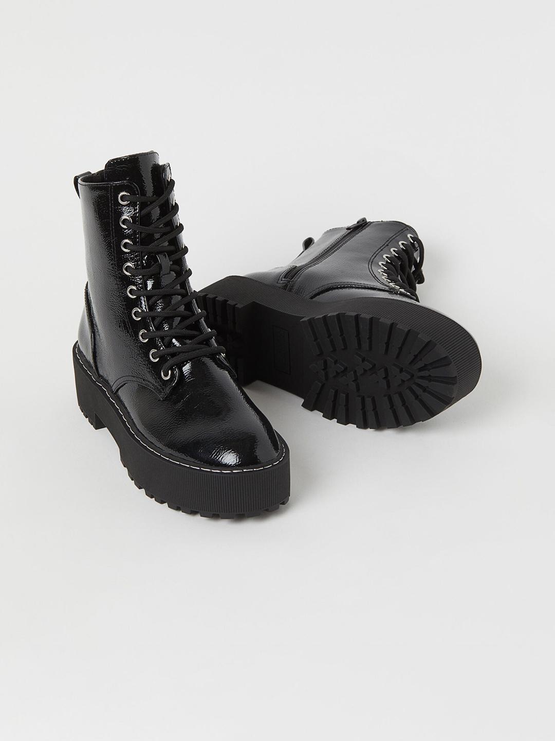 H&M Women Black Solid Platform Boots