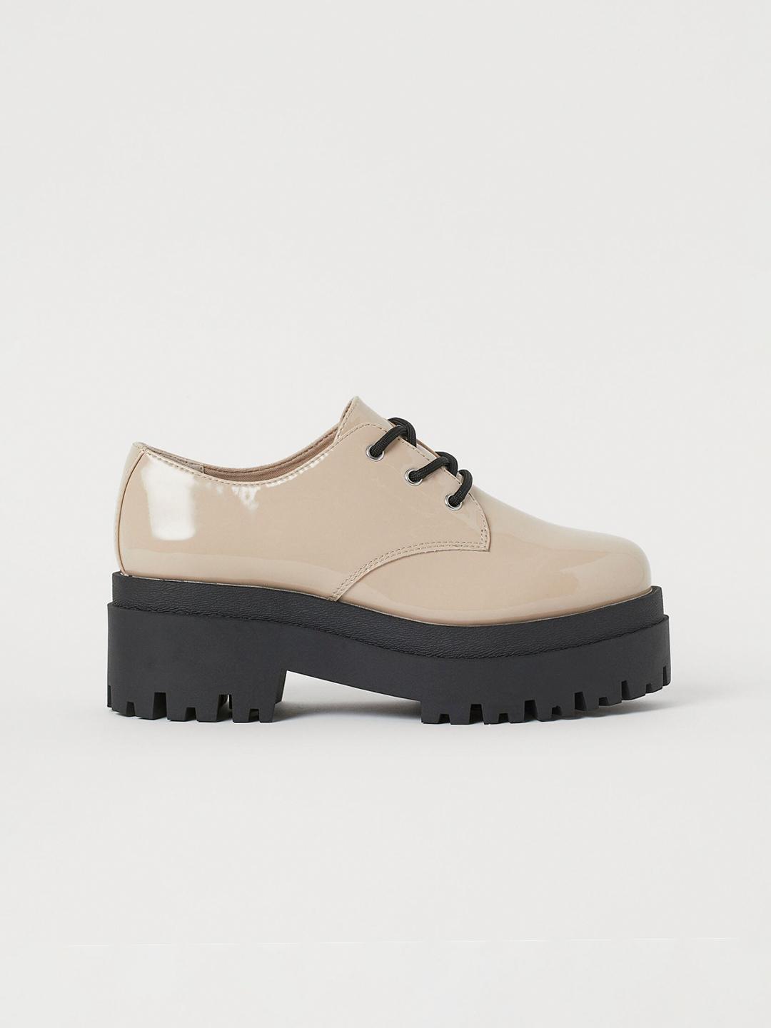 Buy H&M Women Beige Solid Platform Derby shoes Casual Shoes for