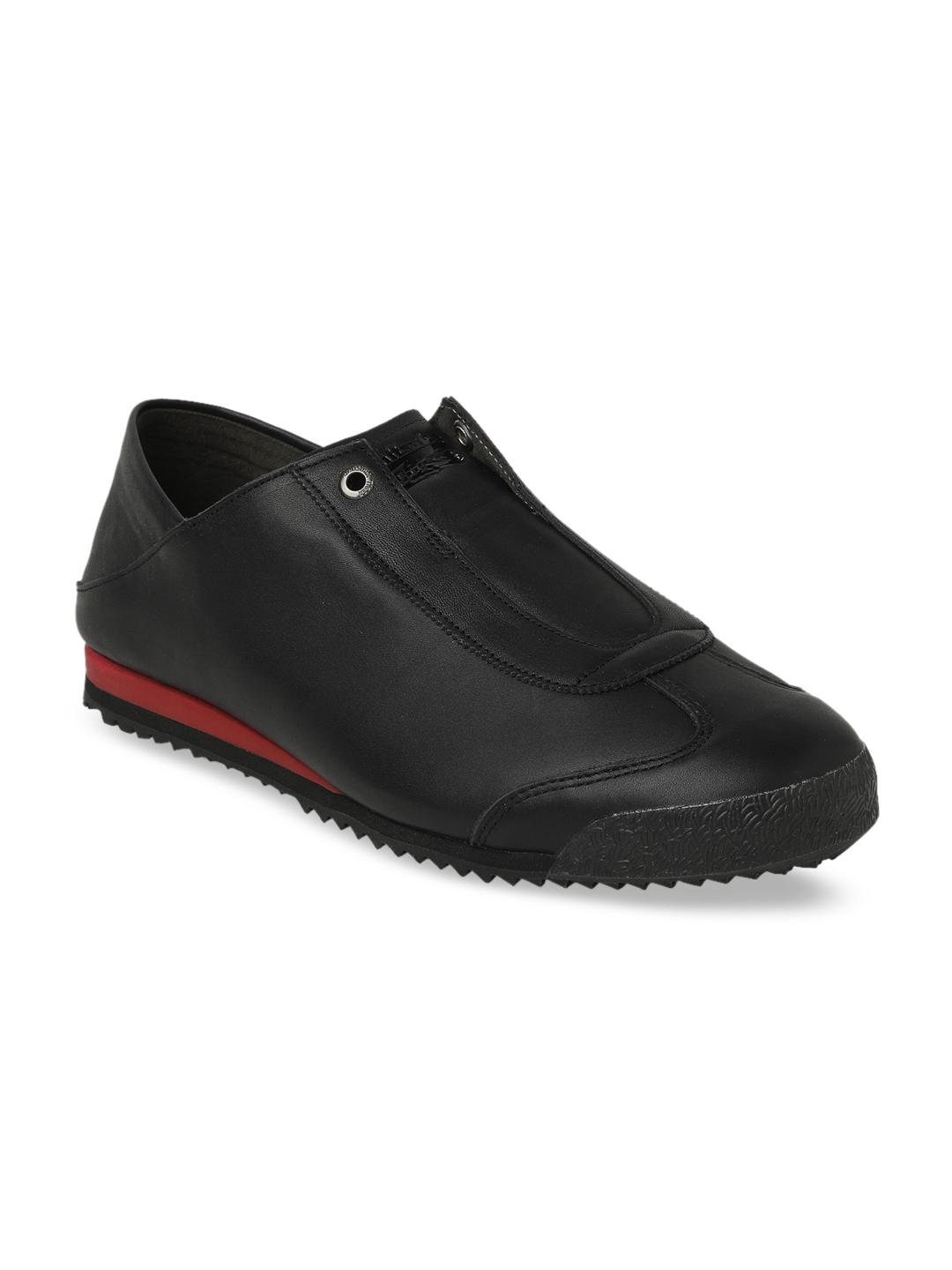 Buy Onitsuka Tiger Unisex Black Leather Slip-On Sneakers Mexico 66