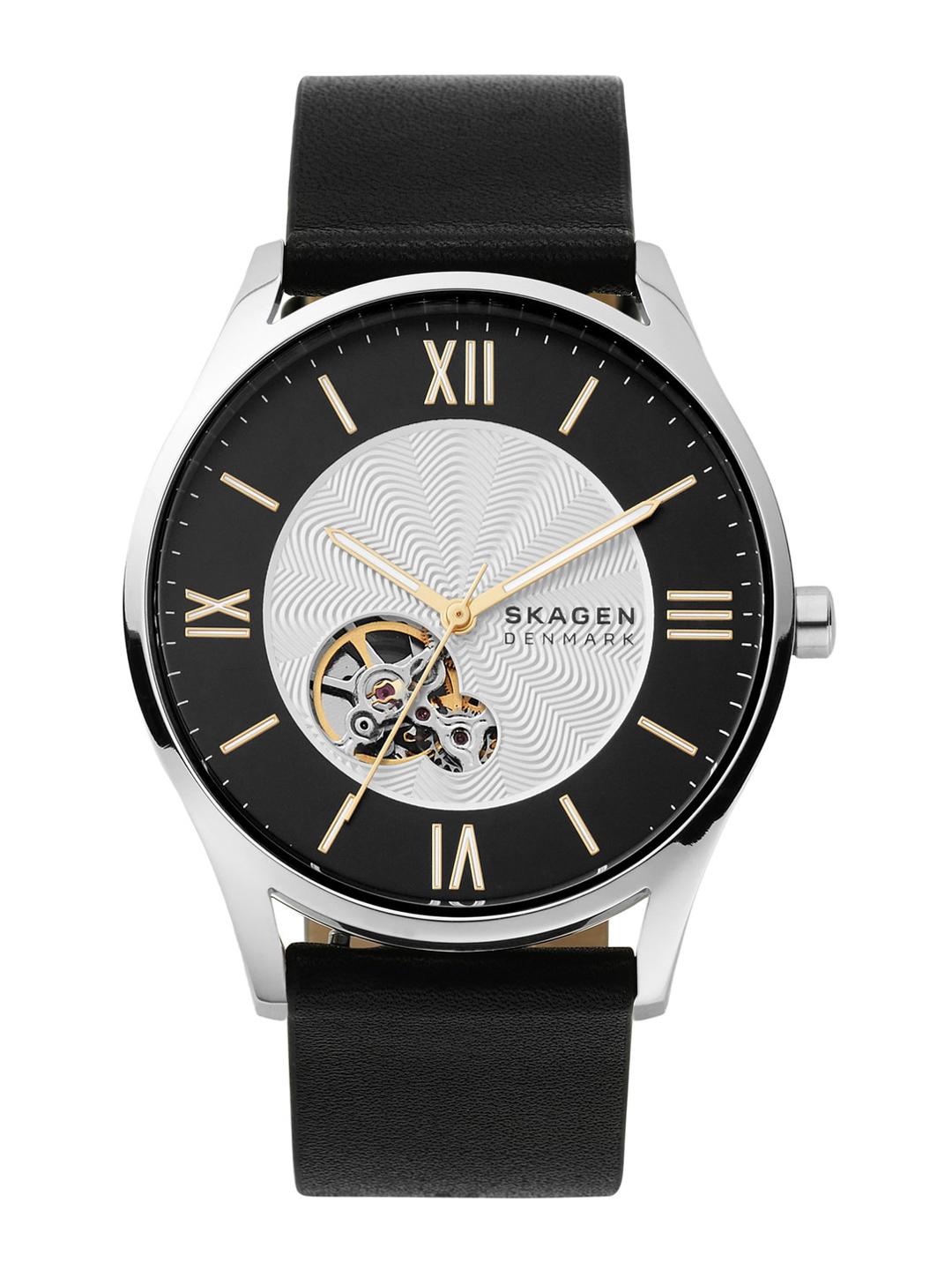 Buy SKAGEN Men Silver Dial Leather Straps Analogue Automatic