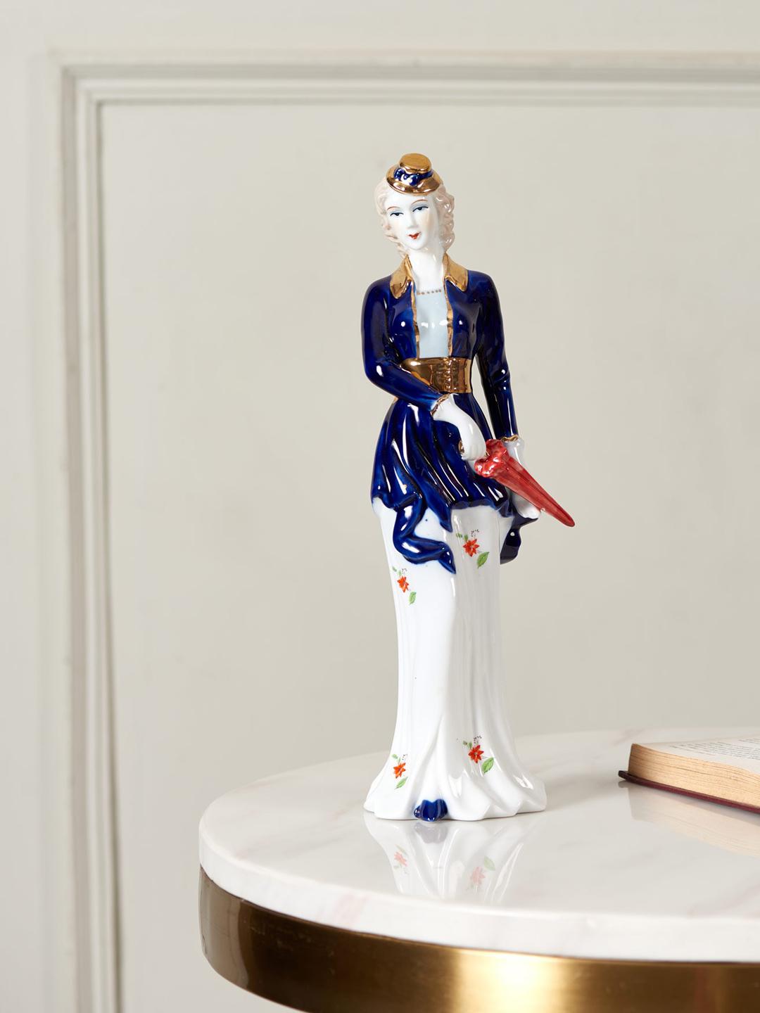 Buy THEDECORKART White & Blue Victorian Lady Fine Porcelain