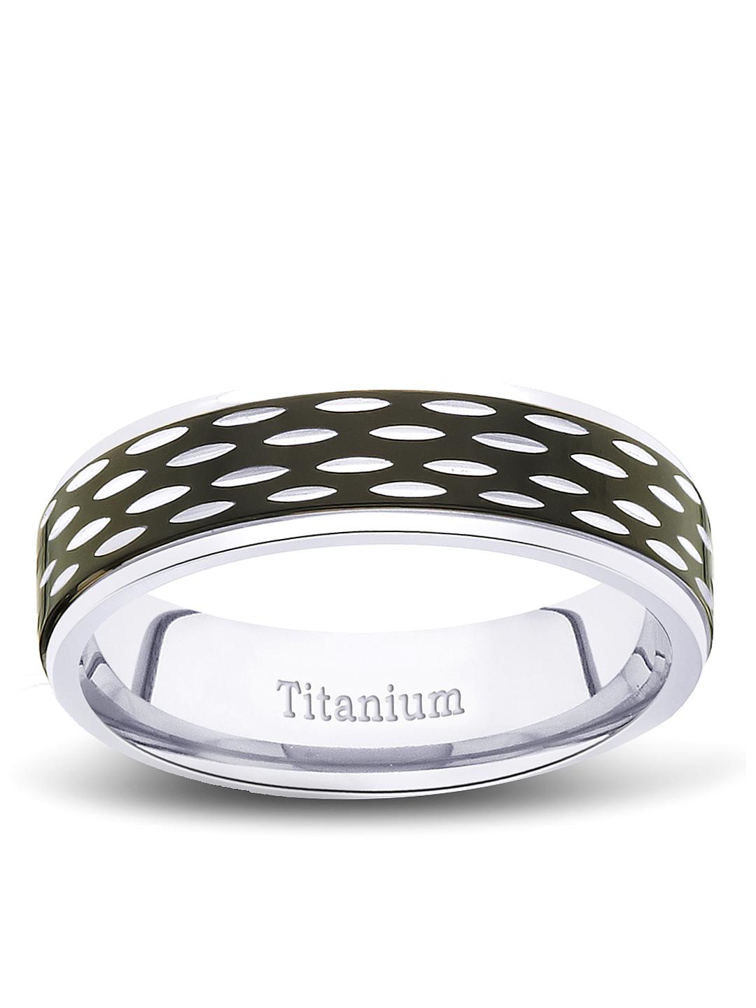 Buy Peora Men Black Silver-Toned Titanium Ring Ring for Men