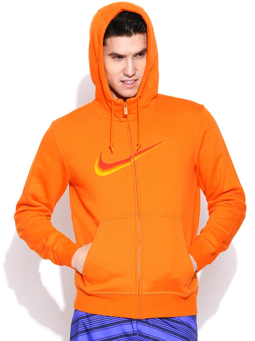 Buy Nike Men Orange AS Club FZ Hoody DRCT FLK Sweatshirt