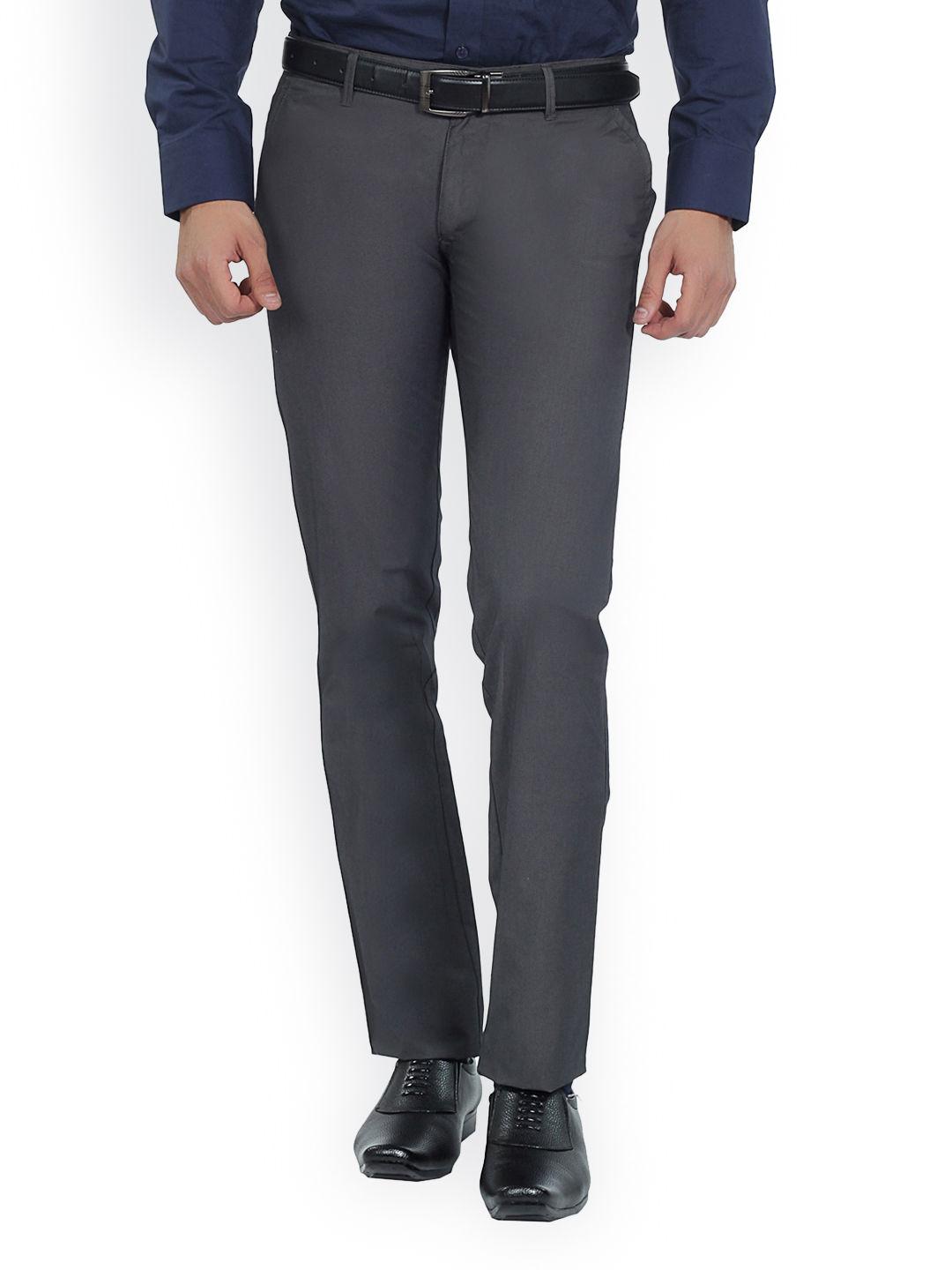 Buy Live In Jeans Men Grey Slim Fit Formal Trousers Trousers for