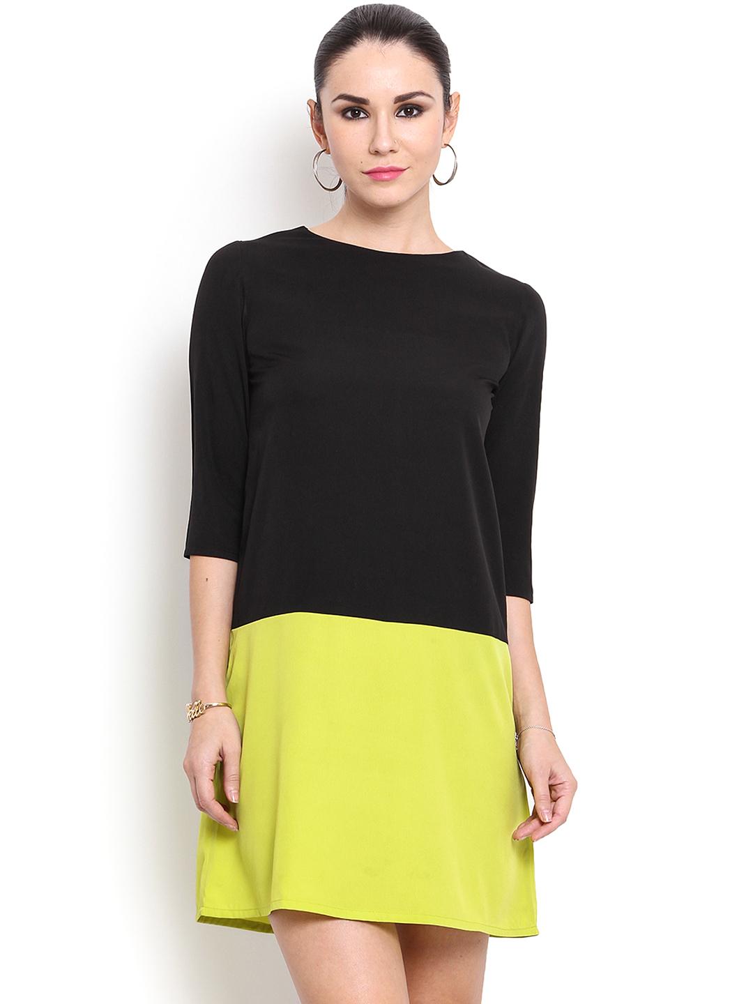 Buy MSMB Black & Lime Green Shift Dress - Dresses for Women 936799 | Myntra Buy MSMB Black & Lime Green Shift Dress - Dresses for Women 936799 | Myntra