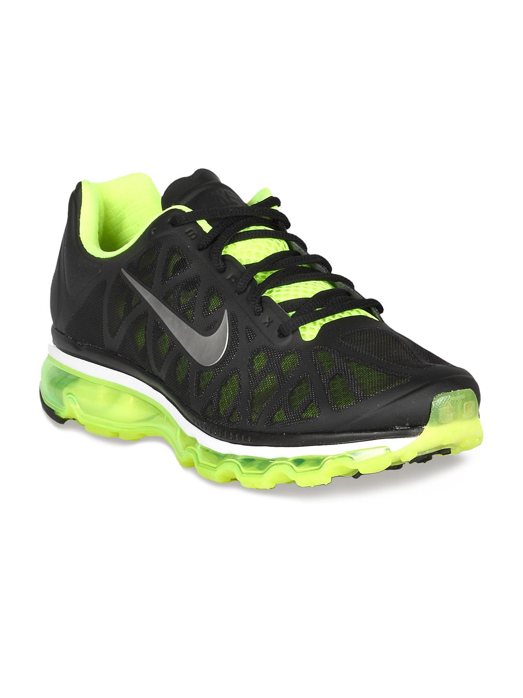 nike black green shoes