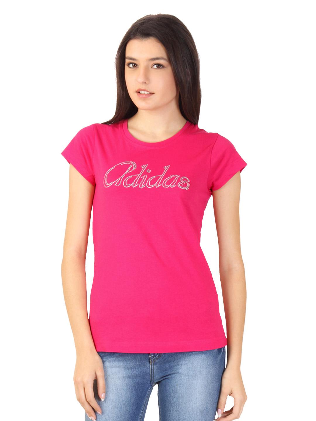 Buy ADIDAS Women Pink Pure Cotton T-shirt Tshirts for Women