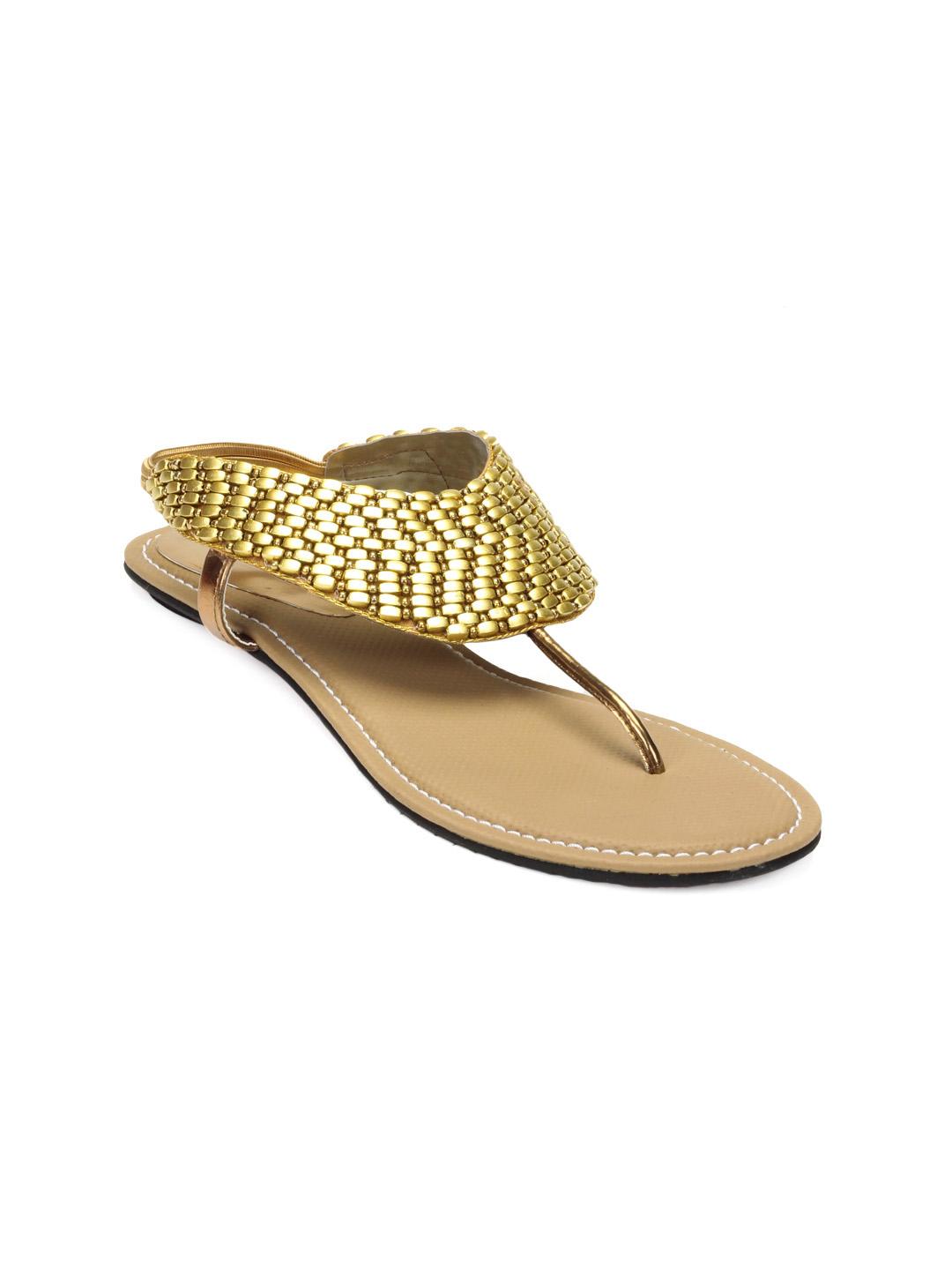 Buy HM Women Golden Sandals Flats for Women 57006 Myntra