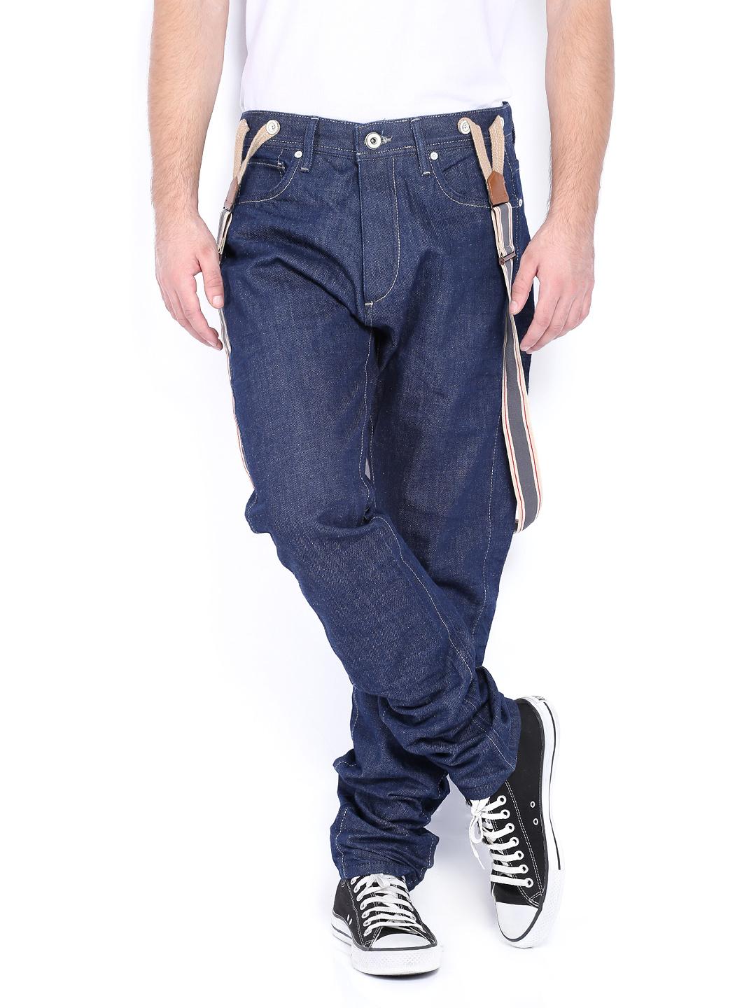 Jack Jones Men Blue Erik Anti Fit Jeans With Suspenders