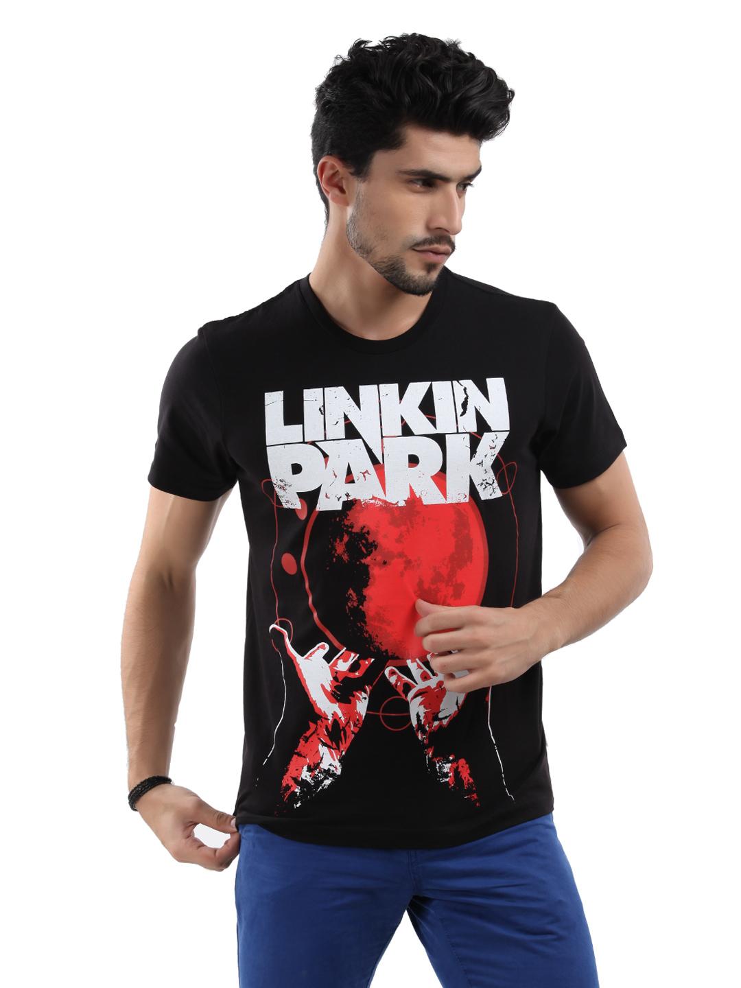 Buy Free Authority Men Black Linkin Park Printed Pure Cotton T