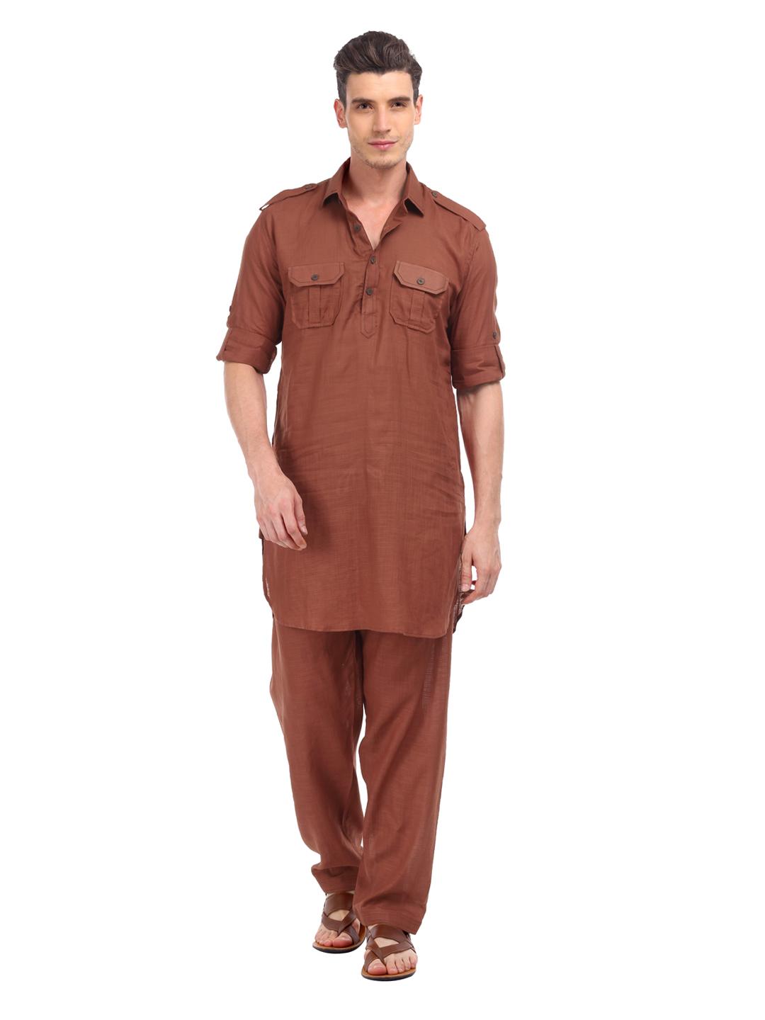 サーモンピンク　落とし穴　PSA9 Buy Shree Men Rust Orange Pathani Kurta Pyjama Set - Kurta Sets
