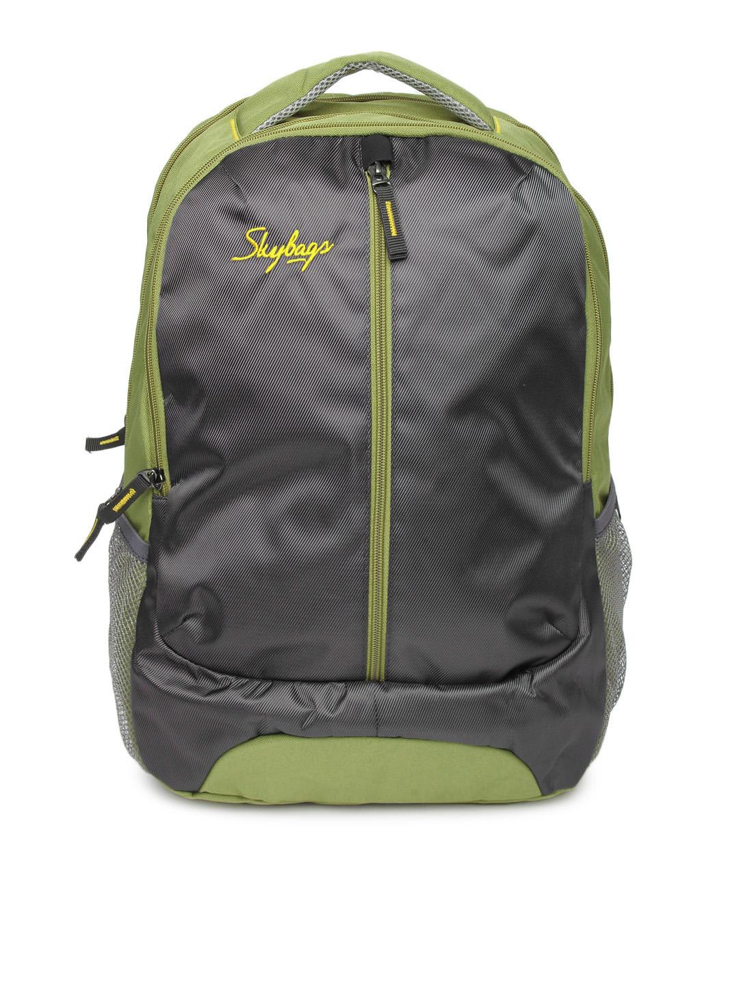 Buy Skybags Unisex Grey Green Backpack with Rain Cover
