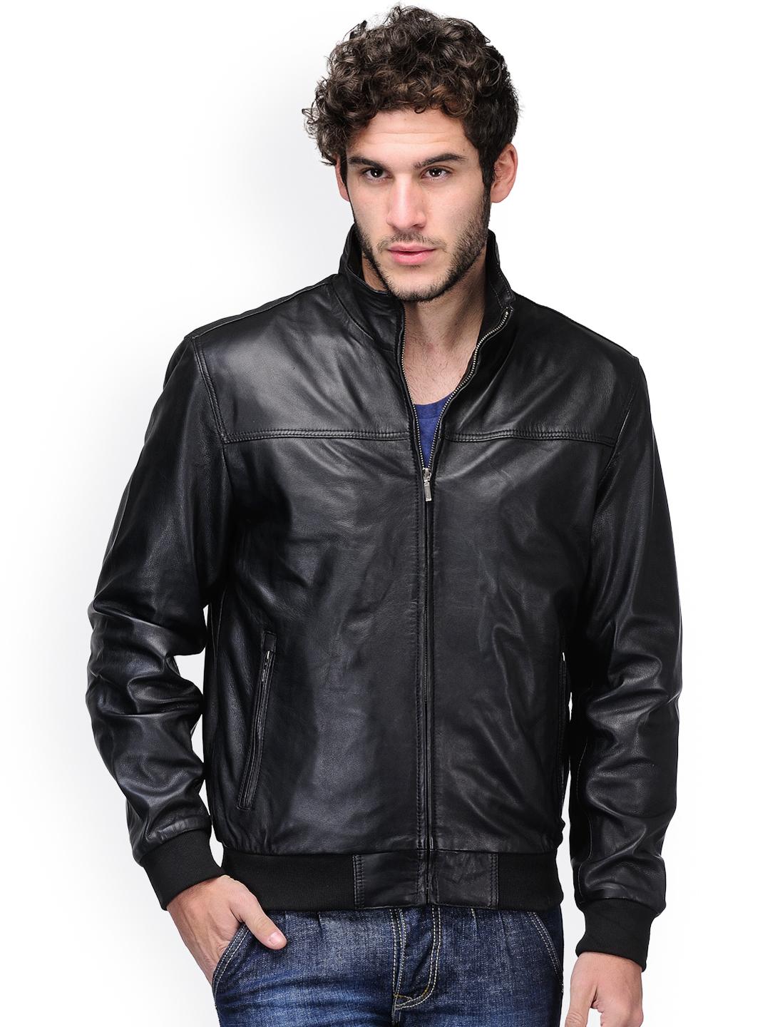 Buy Teakwood Leathers Men Black Leather Jacket Jackets for Men - Main Image