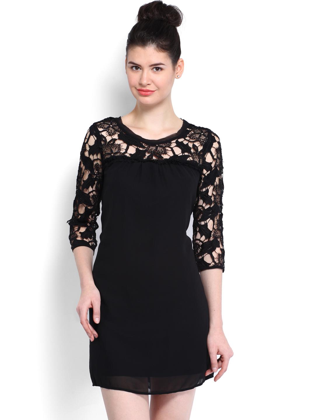 Buy Vero Moda Black Lace Shift Dress - Dresses for Women 312510 | Myntra