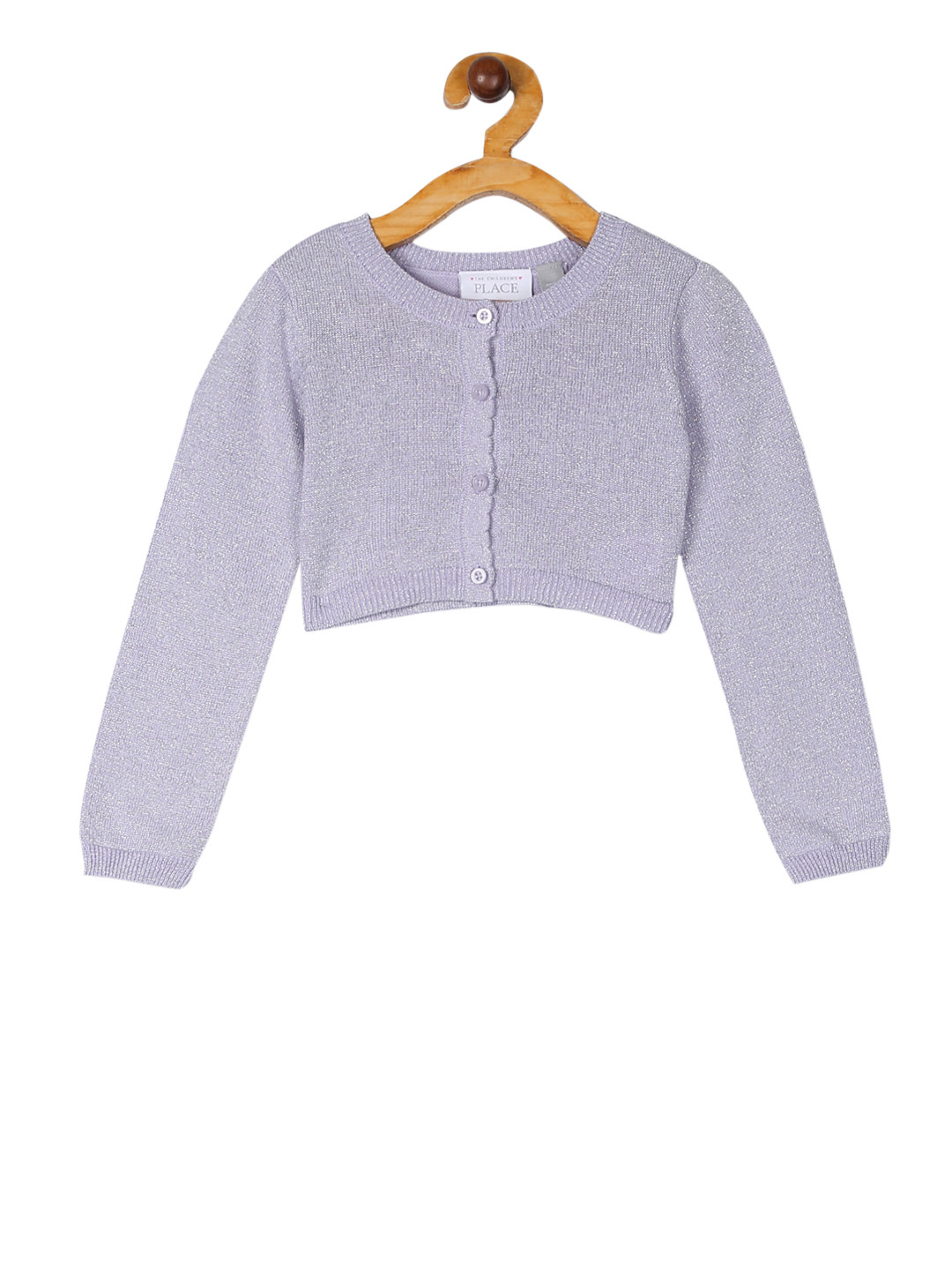 Girls Purple Solid Cardigan Sweater