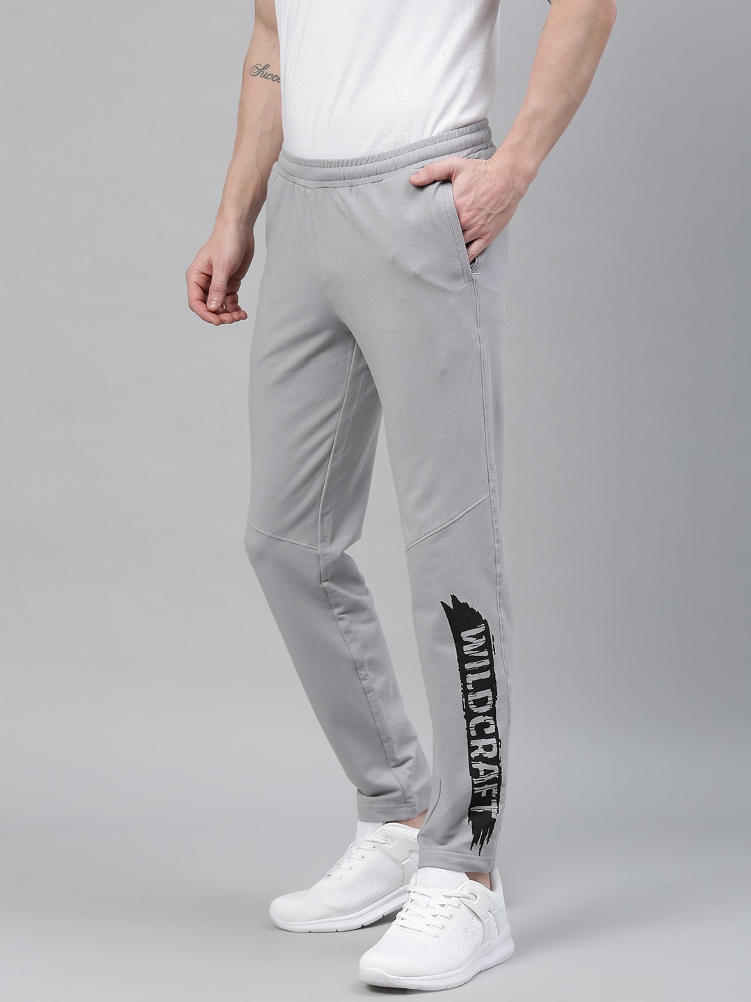 Wildcraft Men Grey Printed 2 Slim Fit Track Pants