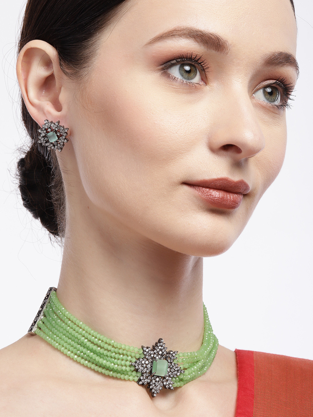 Rhodium-Plated American Diamond Choker 
