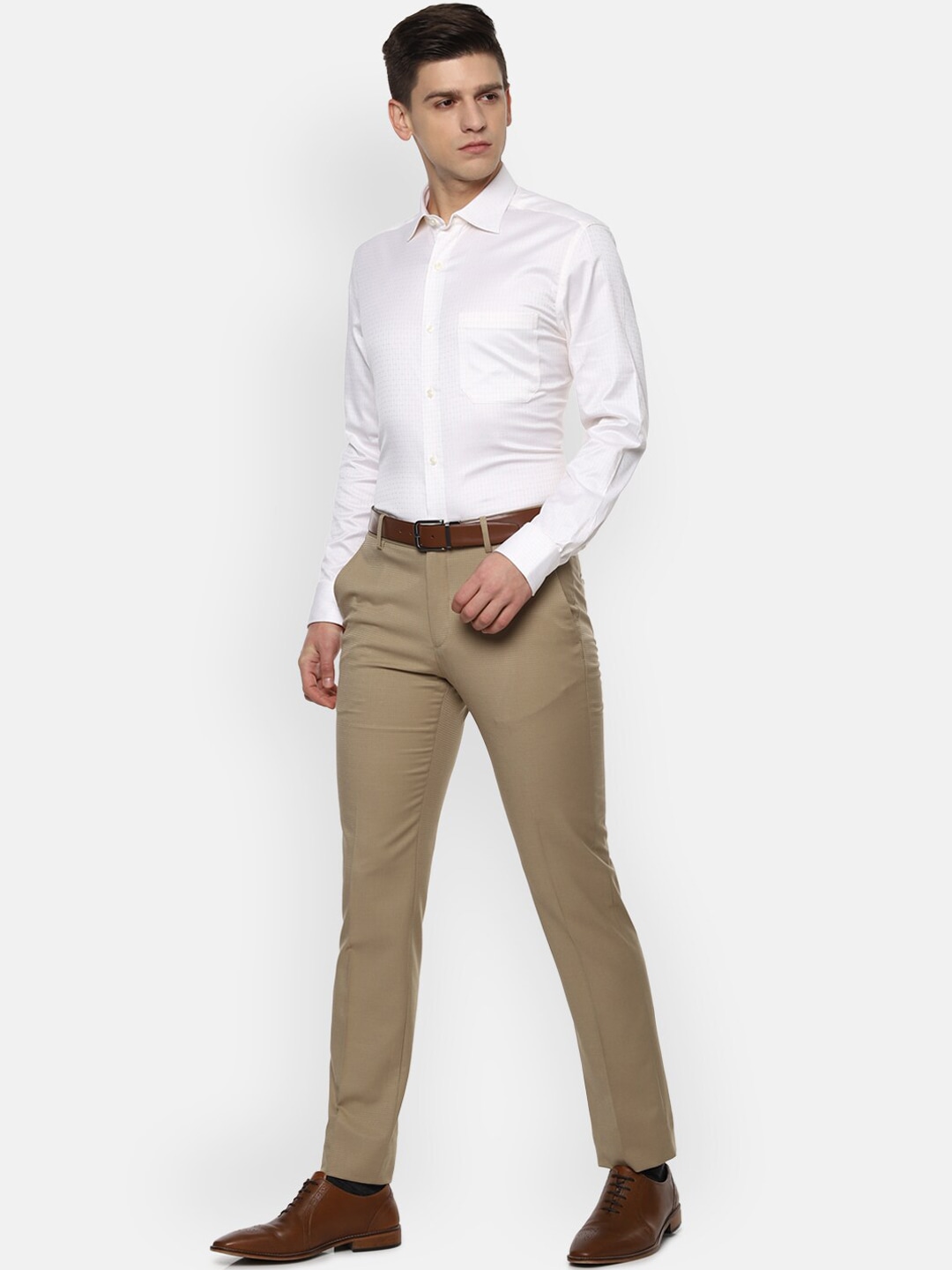 Khaki Trouser White Shirt Combination