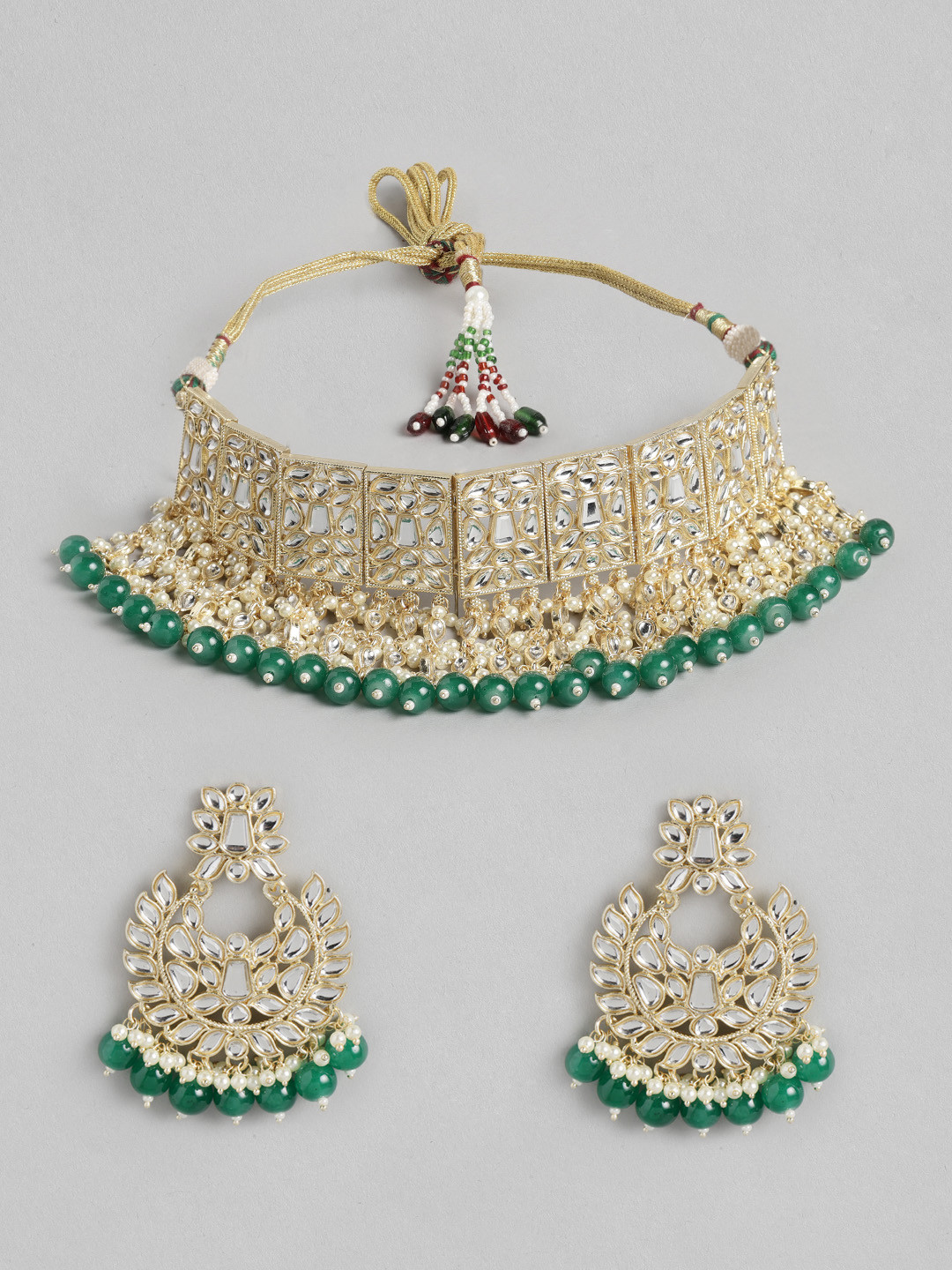 Green kundan choker set Clearance